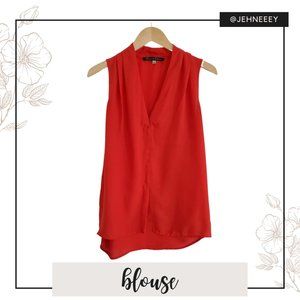 Rose & Olive Red Sleeveless Blouse w/ V Neckline